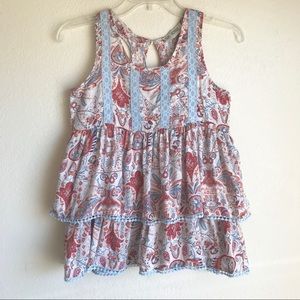 Jak & Peppar Sleeveless Boho Ruffle Blouse